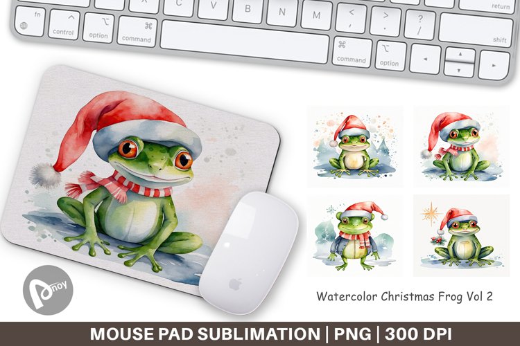 Mouse Pad Watercolor Christmas Frog