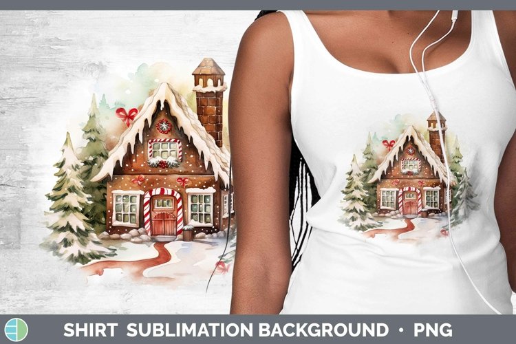 Watercolor Christmas Gingerbread House Shirt Sublimation Sub