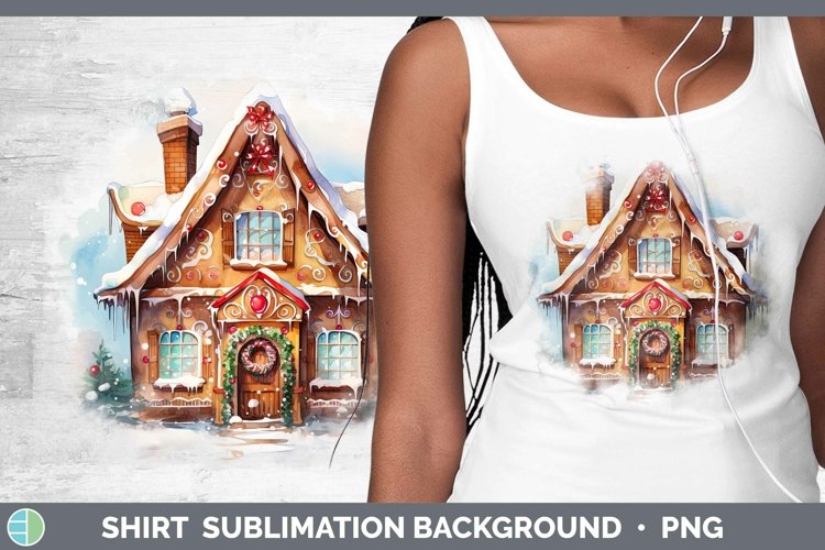 Watercolor Christmas Gingerbread House Shirt Sublimation Sub