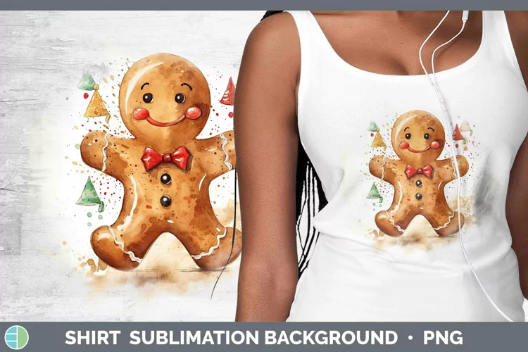 Watercolor Christmas Gingerbread Man Shirt Sublimation Subli