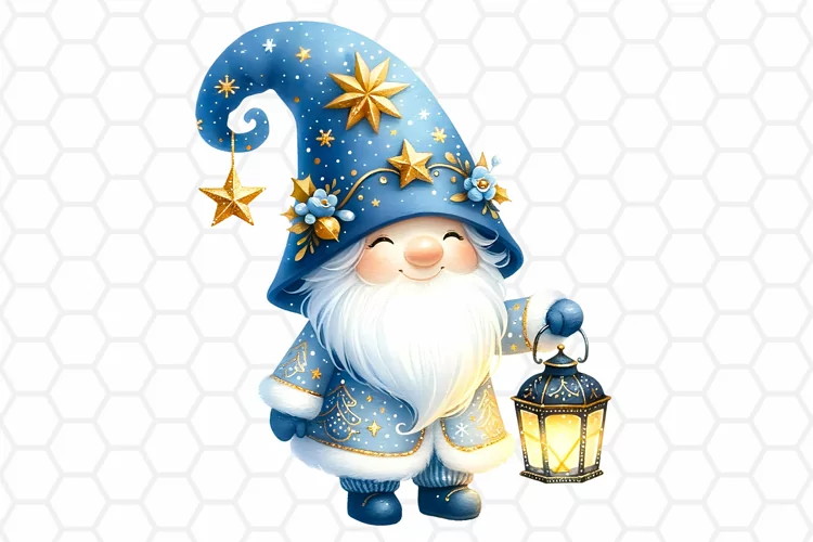 Watercolor Christmas Gnome Clipart, Sublimation PNG