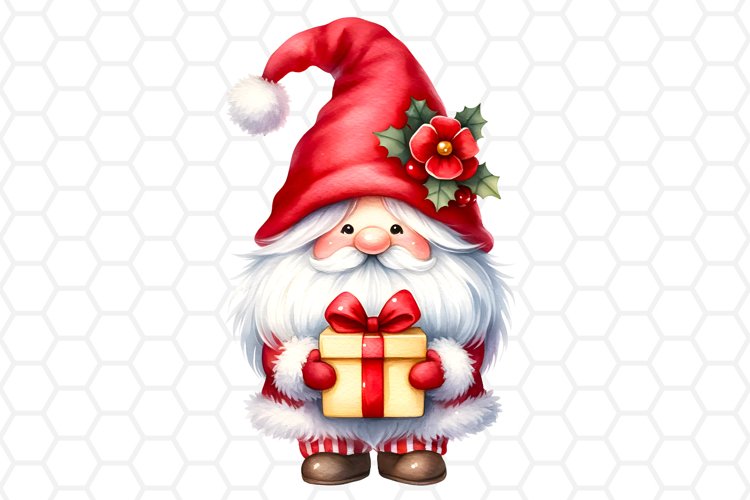 Watercolor Christmas Gnome Clipart, Sublimation PNG