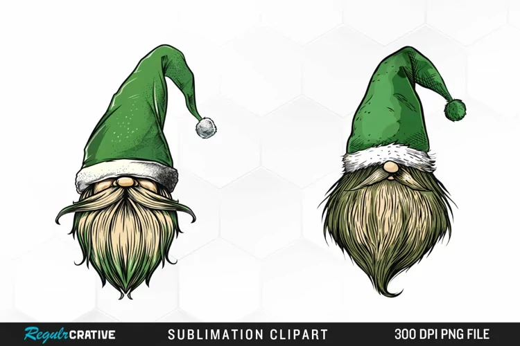Watercolor Christmas Gnome Hat Illustration Clipart