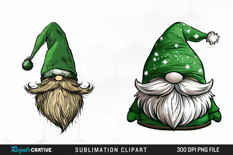 Watercolor Christmas Gnome Hat Illustration Clipart