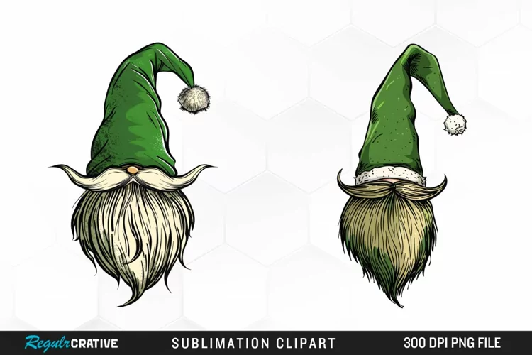 Watercolor Christmas Gnome Hat Illustration Clipart