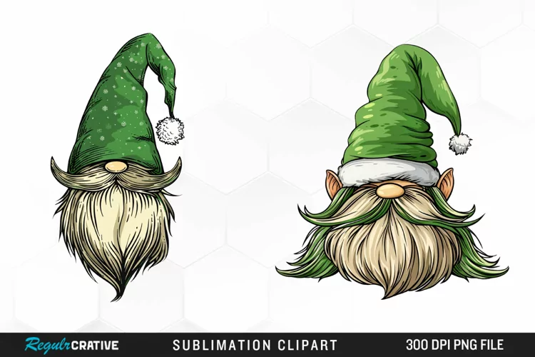 Watercolor Christmas Gnome Hat Illustration Clipart