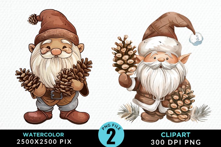 Watercolor Christmas Gnomes Clipart