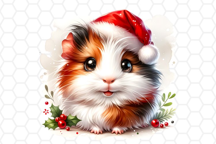 Watercolor Christmas Guineapig Clipart Sublimation