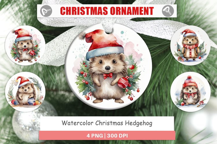 Christmas Ornaments Watercolor Christmas Hedgehog