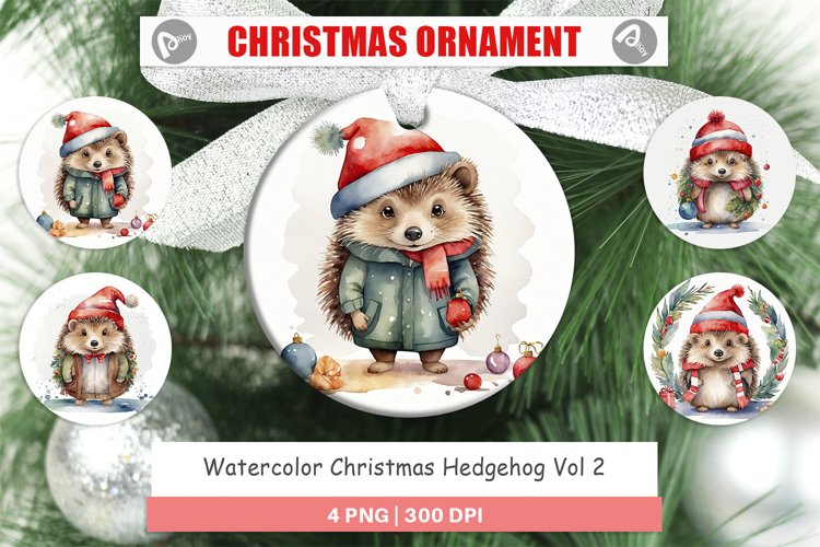 Christmas Ornaments Watercolor Christmas Hedgehog