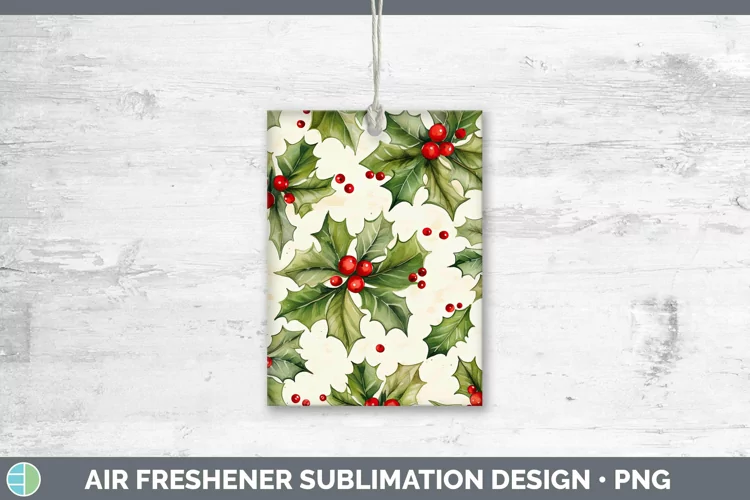 Watercolor Christmas Holly Air Freshener Sublimation Car Fre