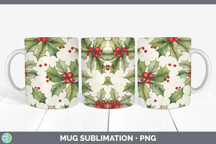 GorgeousWatercolor Christmas Mug Wrap design.
