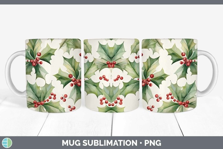 GorgeousWatercolor Christmas Mug Wrap design.