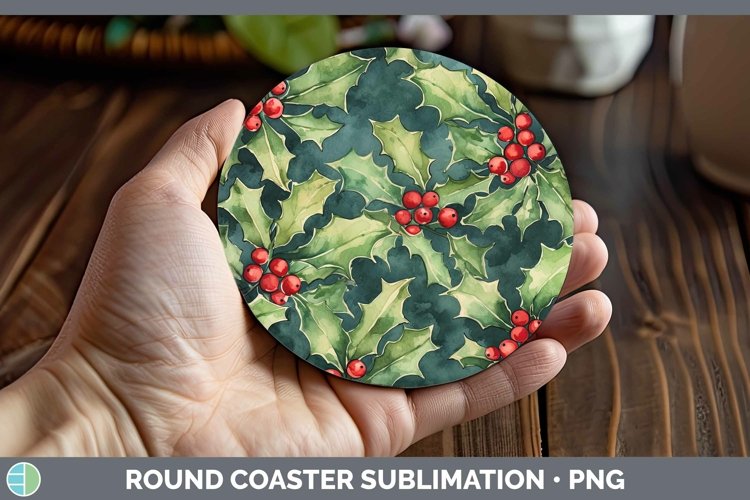 GorgeousWatercolor Christmas Round Coaster design.