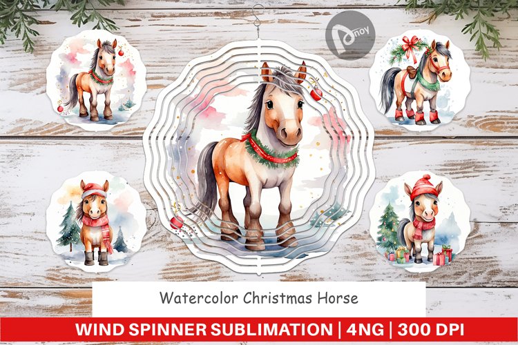Wind Spinner Watercolor Christmas Horse