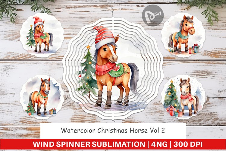 Wind Spinner Watercolor Christmas Horse