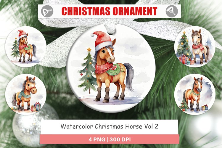 Christmas Ornaments Watercolor Christmas Horse