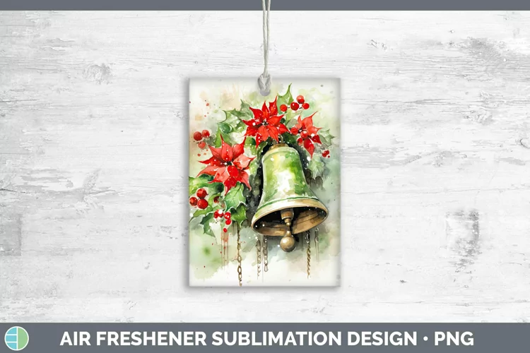 Watercolor Christmas Jingle Bells Air Freshener Sublimation