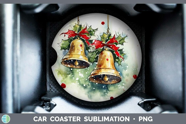 Watercolor Christmas Jingle Bells Car Coaster Sublimation Co