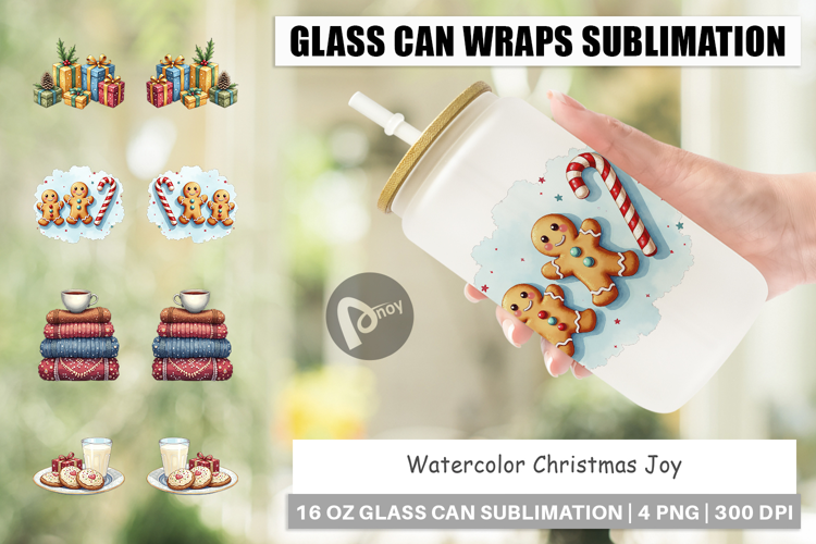 Christmas Joy Glass Can