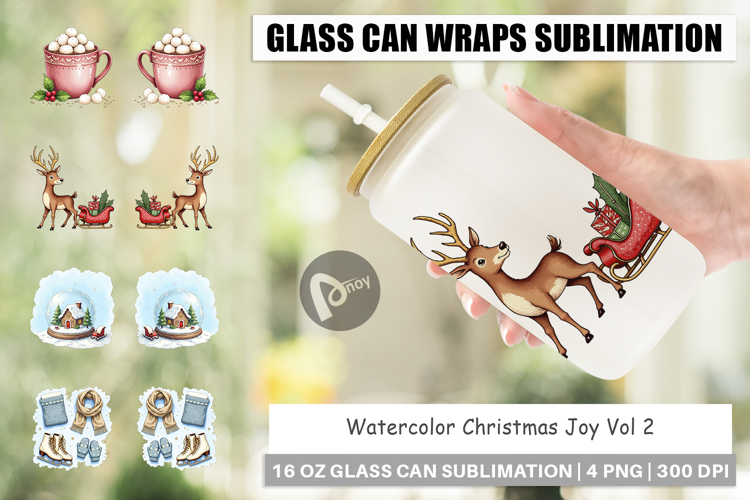 Christmas Joy Glass Can