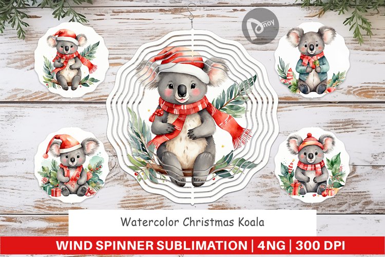 Wind Spinner Watercolor Christmas Koala