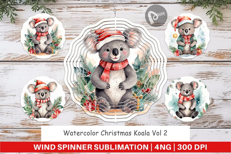 Wind Spinner Watercolor Christmas Koala