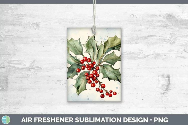Watercolor Christmas Mistletoe Air Freshener Sublimation Car