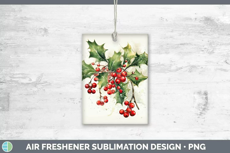 Watercolor Christmas Mistletoe Air Freshener Sublimation Car