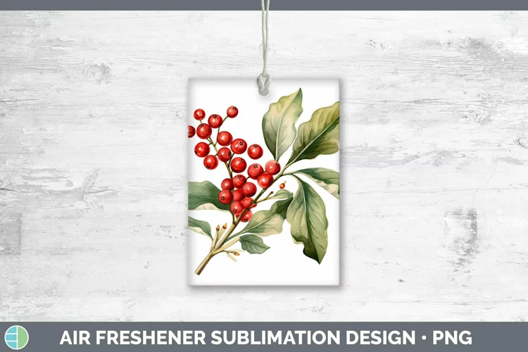 Watercolor Christmas Mistletoe Air Freshener Sublimation Car