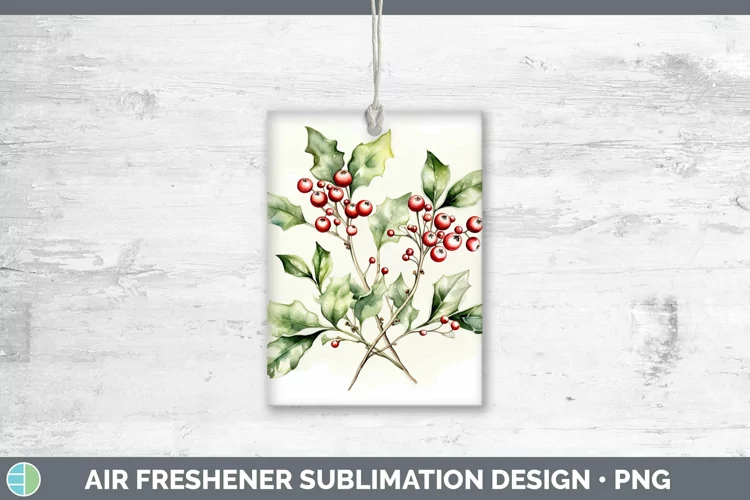 Watercolor Christmas Mistletoe Air Freshener Sublimation Car