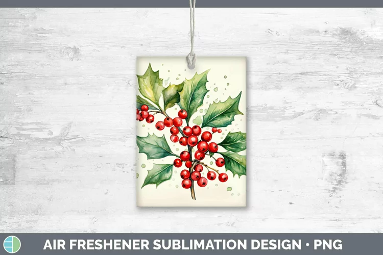 Watercolor Christmas Mistletoe Air Freshener Sublimation Car