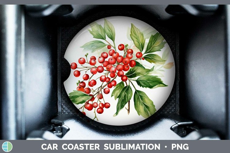 GorgeousWatercolor Christmas Car Coaster design.