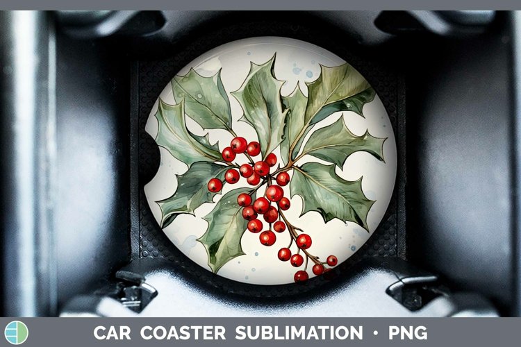 GorgeousWatercolor Christmas Car Coaster design.