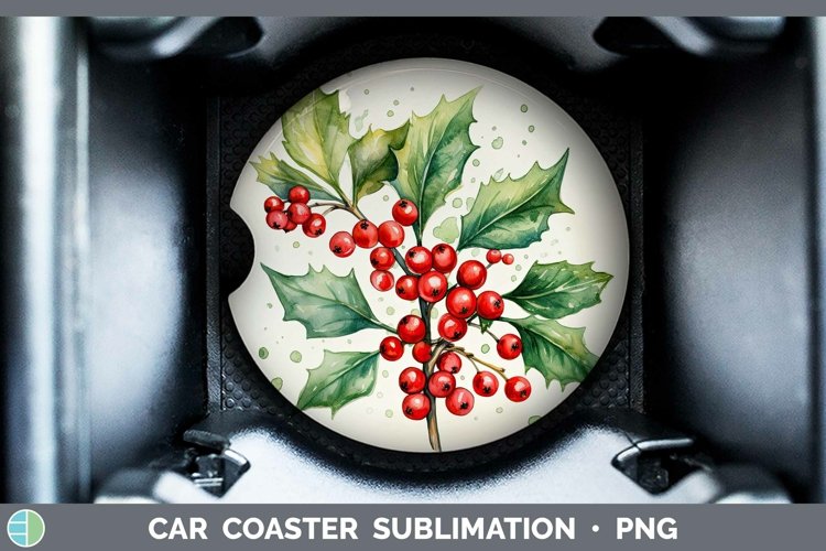 Watercolor Christmas Mistletoe Car Coaster Sublimation Coast