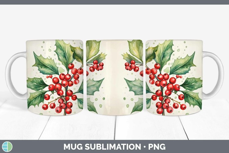 GorgeousWatercolor Christmas Mug Wrap design.