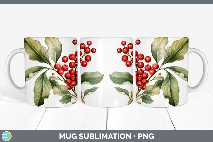 GorgeousWatercolor Christmas Mug Wrap design.