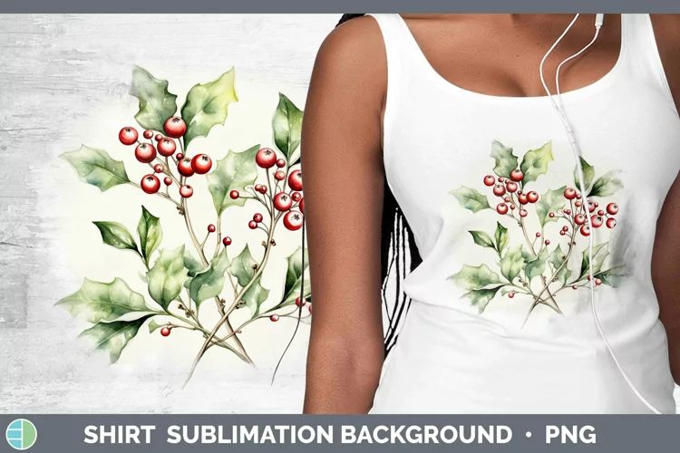 Watercolor Christmas Mistletoe Shirt Sublimation Sublimation