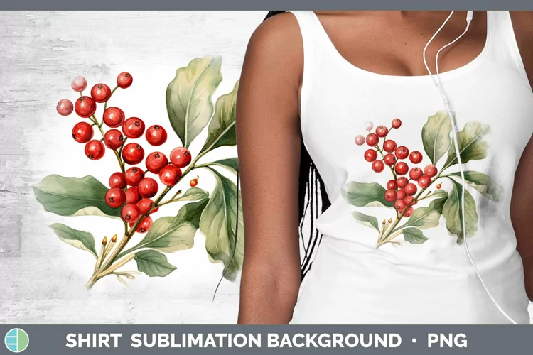 Watercolor Christmas Mistletoe Shirt Sublimation Sublimation