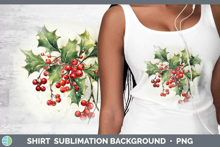 Watercolor Christmas Mistletoe Shirt Sublimation Sublimation