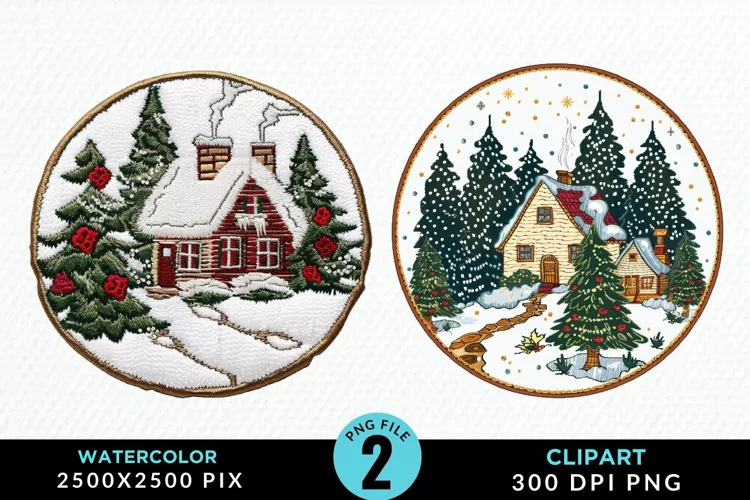 Watercolor Christmas Mix Design Clipart