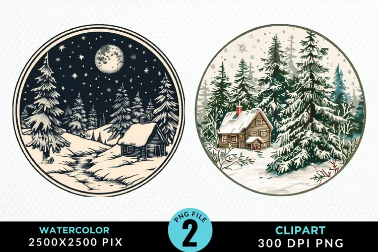 Watercolor Christmas Mix PNG Clipart
