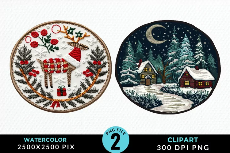 Watercolor Christmas Mix Design Clipart