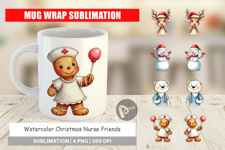 Christmas Nurse Mug Wrap