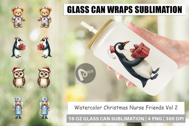 Christmas Nurse Glass Can