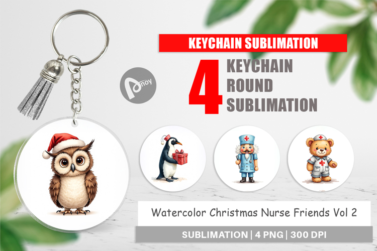 Christmas Nurse Keychain example image 1