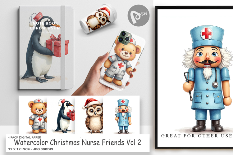 Christmas Nurse Digital Paper