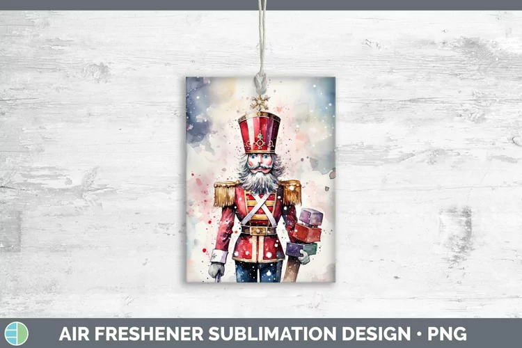 Watercolor Christmas Nutcracker Air Freshener Sublimation Ca