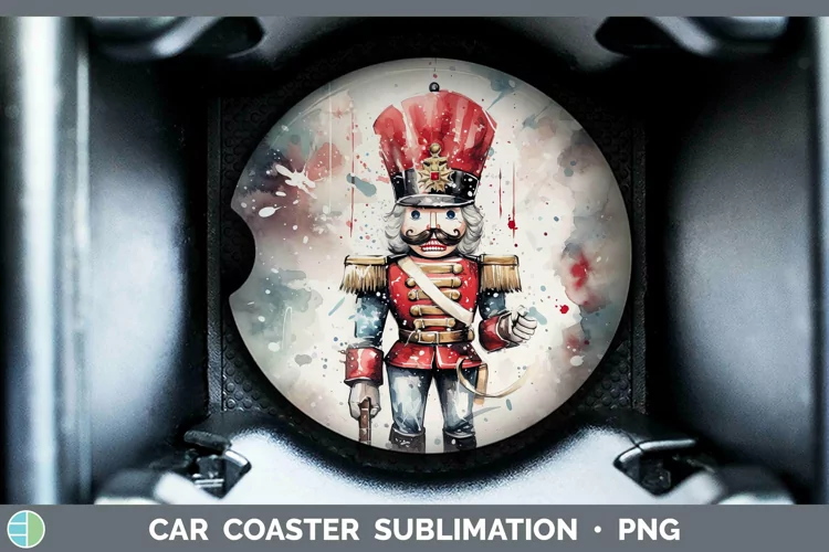 Watercolor Christmas Nutcracker Car Coaster Sublimation Coas