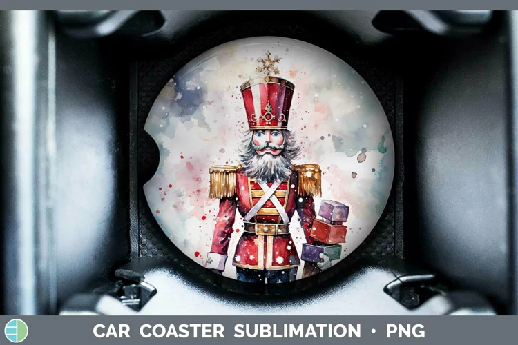 Watercolor Christmas Nutcracker Car Coaster Sublimation Coas